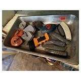 Caulk lines, box cutters, brush