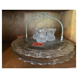 Cake plates, crystal toothpick holders