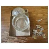 Glass trinket box, 10 Commandments bracelet