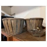 Gathering basket, glass dish, metal claw feet