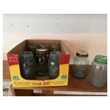 Vintage blue quart canning jars
