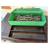 Storage box of pegboard hangers
