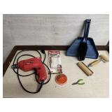 Corded drill, roller, handbroom, dustpan, wire