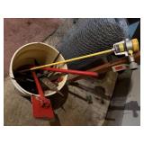 Pipe wrenches, metal files, feeder stake