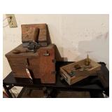 Primitive box, file drawer, clamps, ink roller,