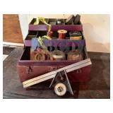 Toolbox, contents include, wire, tape measure
