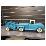 Teal Tonka truck with livestock trailer