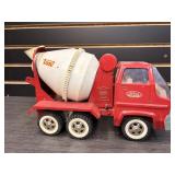 Red Tonka concrete truck missing chute