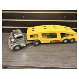Tonka Silver with yellow trailer car hauler