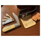 Pocket knives, leather cuff, 1950