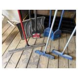 Snow scoop, floor squeegees, brooms, scraper