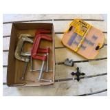 C clamps, pipe cutter, DeWalt tough case, chuck