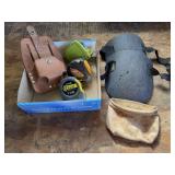 Tape measures, knee pads, tool holster