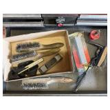 Wire brushes, hand plane, grinding stick