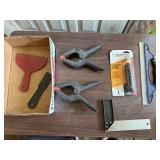 Clamps, putty knives, drain cleaning bladder