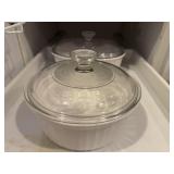 French White Corningware covered casserole dishes