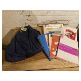 Backpack, file folders, paper, office supplies