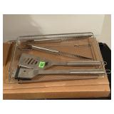 Grill basket, grilling utensils