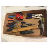 Hand tools, hammer, tape measure, vise grips