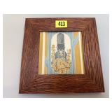 Motawi Tileworks framed squirrel art tile