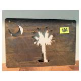 Rustic metal palm tree sign