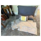 Bed pillows (2), throw pillow, shams