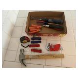 Hand tools, hammer, allen wrenches, tape measure,