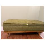 Green upholstered bench