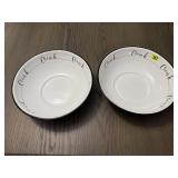 "Oink" black & white enamel bowls (2)