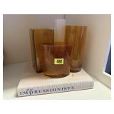 LSA International Glass amber vases (3), ombre