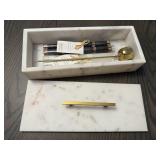 Stone box, NEW taper candles, snuffer
