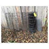 Rolls of garden fencing, plant supports