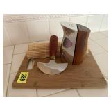 Cutting board, bamboo sushi rollers, Stohlman