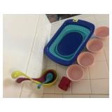Kitchen lot, strainer, timer, dinosaur ladles,