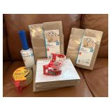 Glass packing kits, tape, plastic wrap