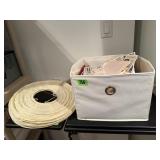 Paper lanterns (2), paper craft supplies, cards,