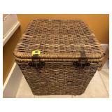 Wicker storage basket, blanket included