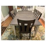 Dining table, chairs (6)