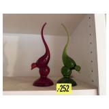 Glass bird sculptures (2)