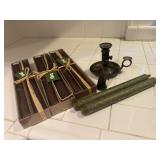 NEW taper candles, brass candlestick