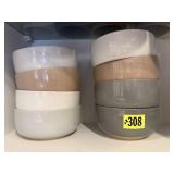 Neutral colored stoneware bowls (8)