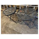 Round metal folding patio tables (2)