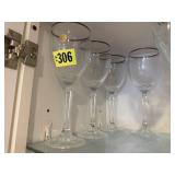 Gold rimmed lead crystal wine glasses (4)