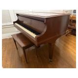 Baldwin baby grand piano, bench