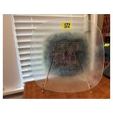 Decorative glass plate, easel
