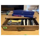 Desk organizer, office supplies, binders