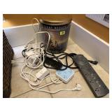 Canister, electronics, power cords, surge
