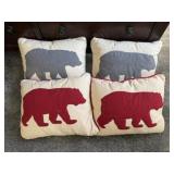 Bear throw pillows, 2 pairs