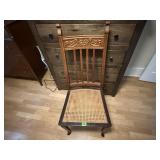 Caned carved back dining chair