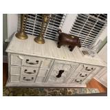 Distressed white credenza